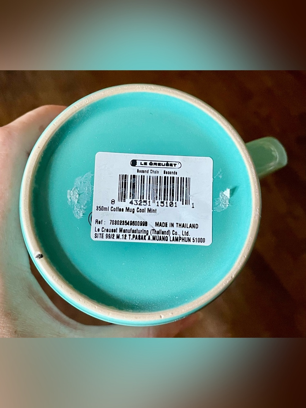 Le Creuset Stoneware Coffee Mug 12oz Cool Mint Blue Green Ombre Toronto rare - Picture 2 of 2